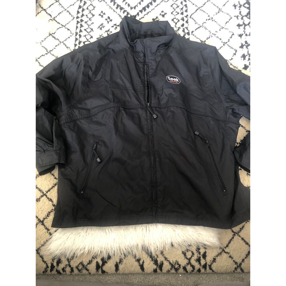 Geek Squad Jacket Mens 3XL Black Windbreaker Full Zip Vented Long Sleeve. R